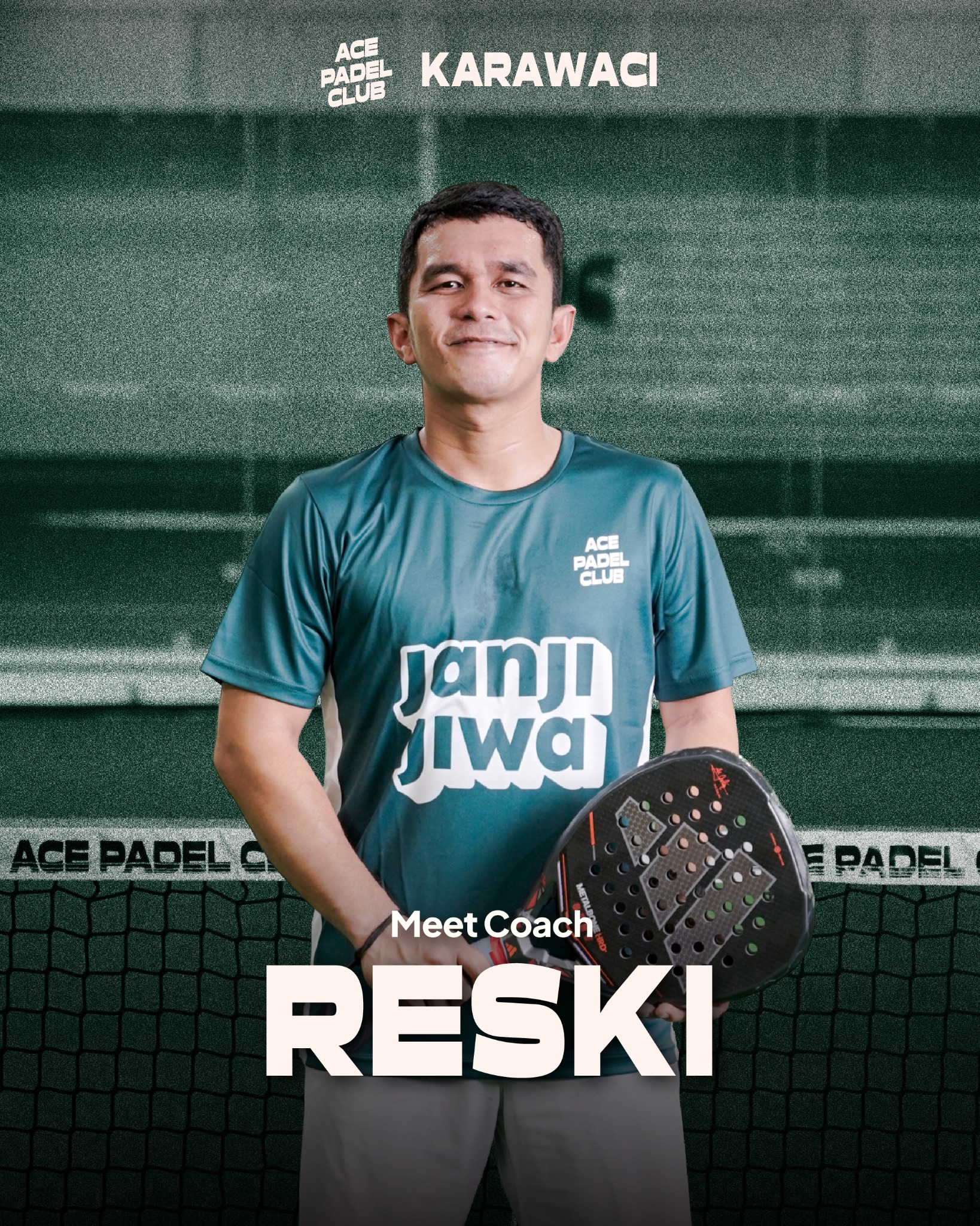 Ace Padel Club Facebook ad: Meet Coach Reski, champion player, elite coach.
