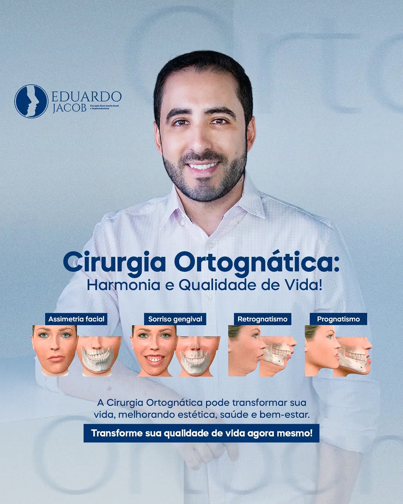 Dr. Eduardo Jacob e equipe Facebook ad: Você sabia que a Cirurgia Ortognática pode transformar…