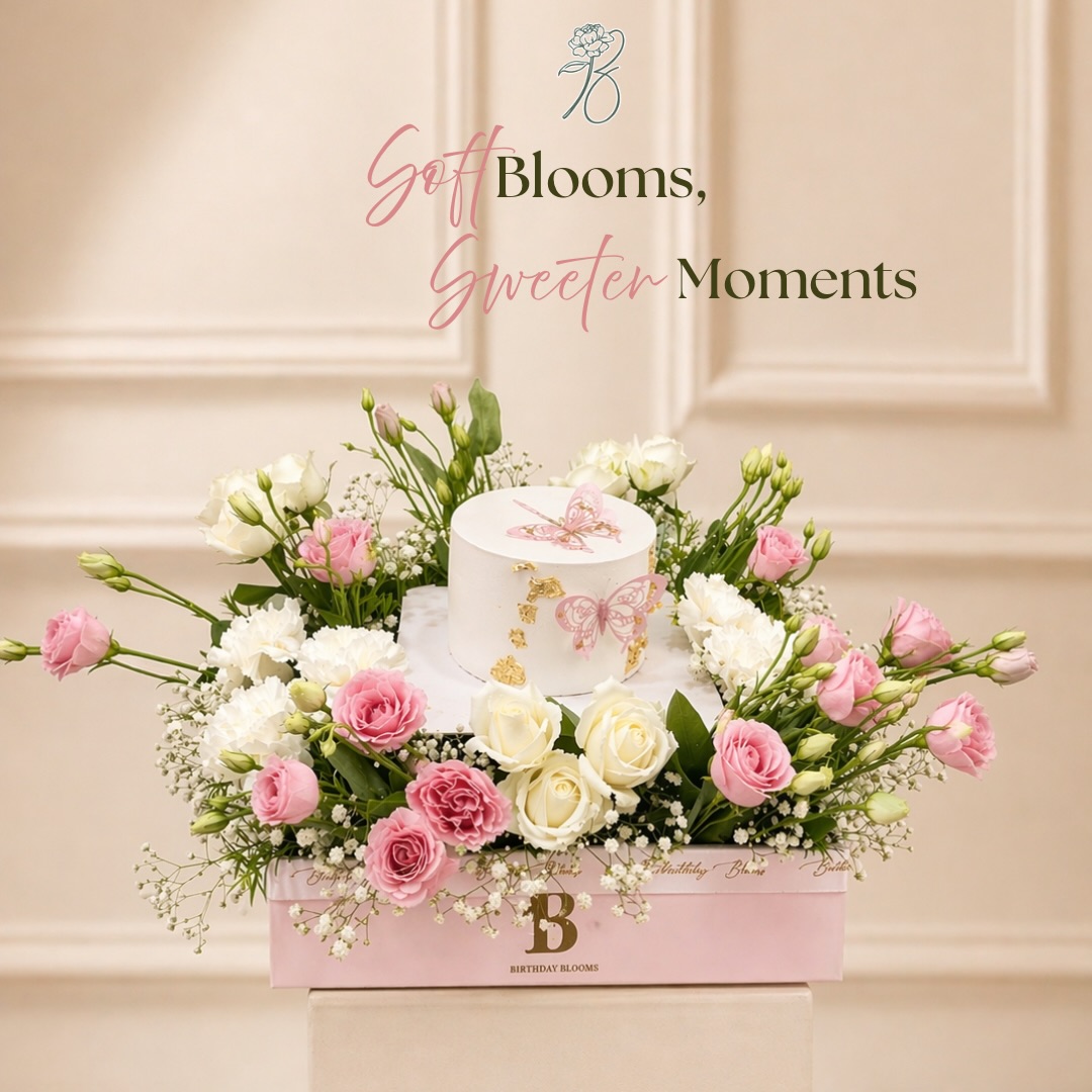 Birthday Blooms Facebook ad: Soft blooms, sweeter moments.