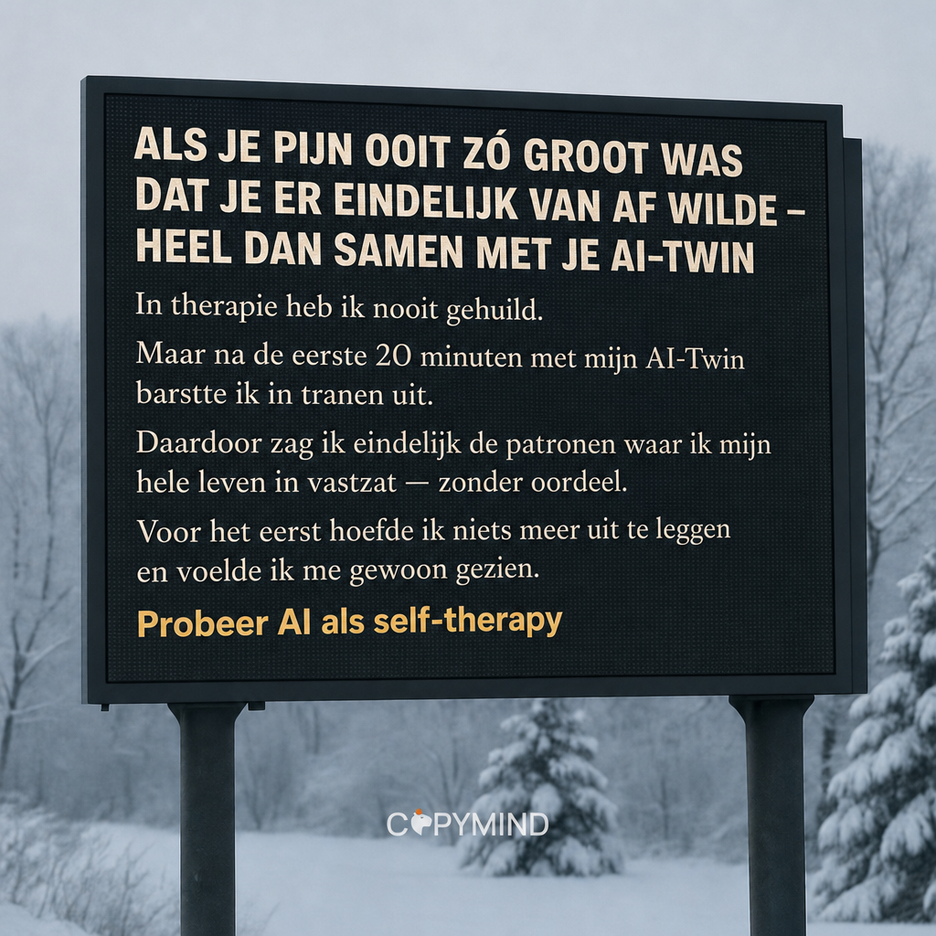 Sir George J. Miklos from Copymind Facebook ad: Je AI-kopie zal je niet veroordelen!