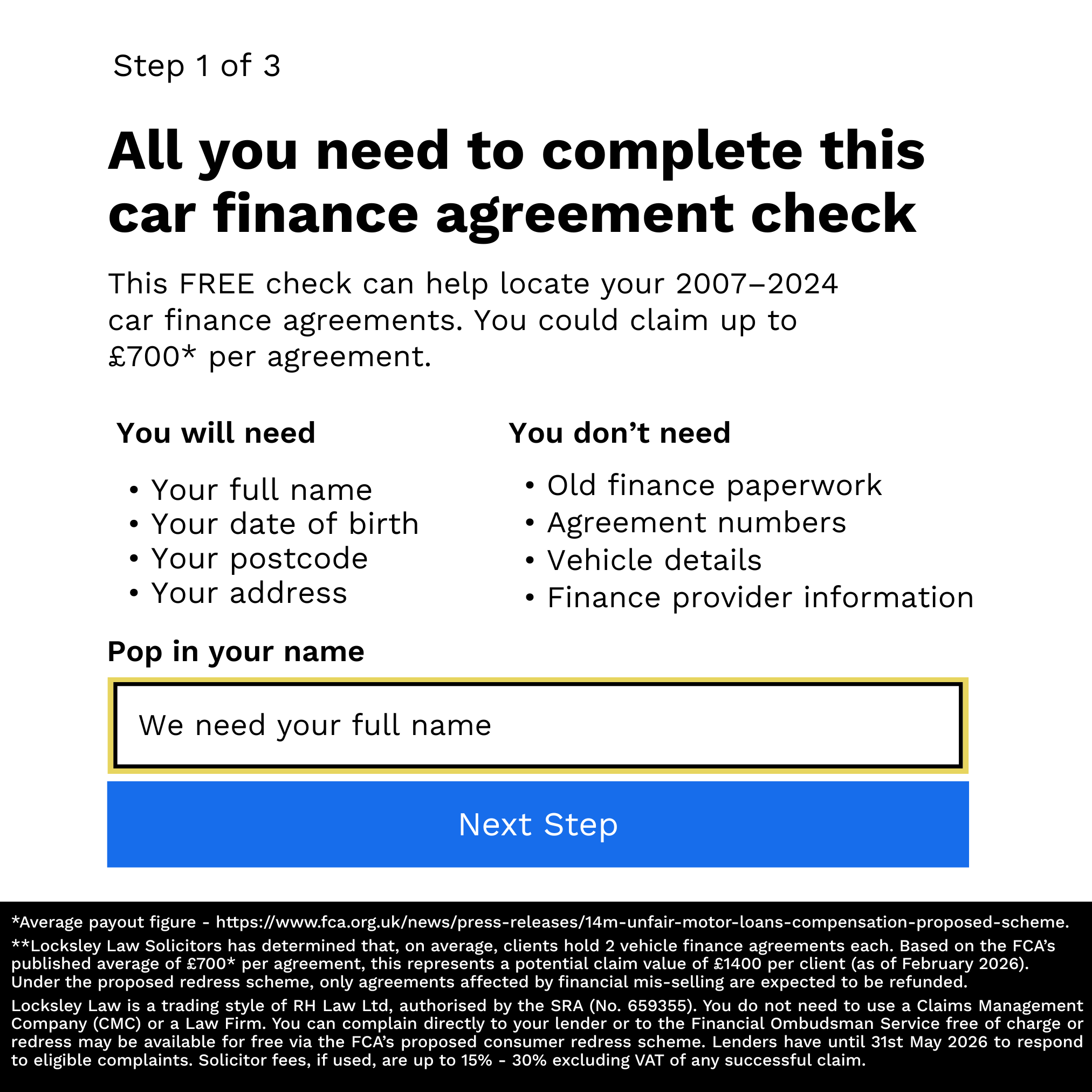 Locksley Law Facebook ad