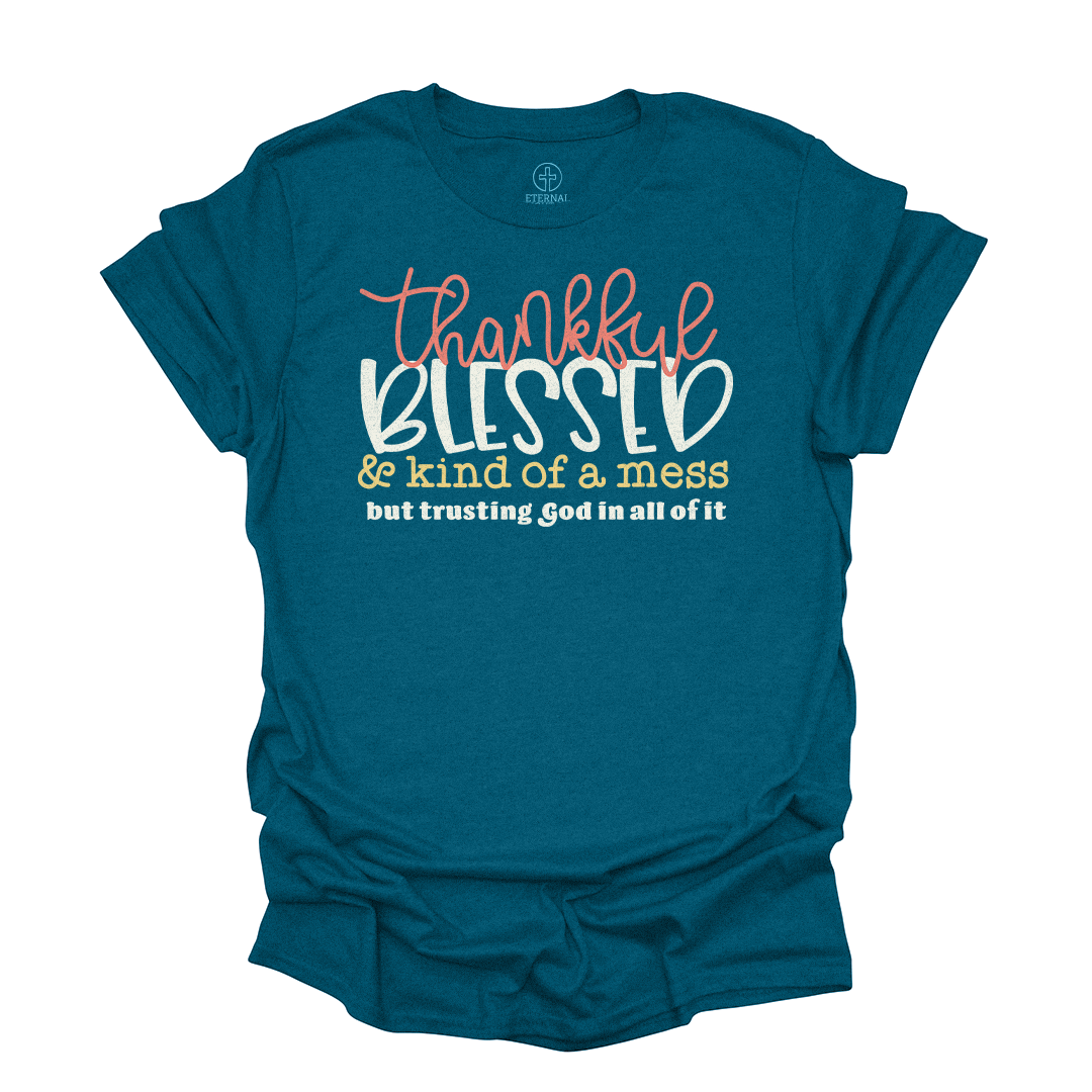 Eternal Light Co. Facebook ad: FREE Thankful Blessed Mess Tee! Free today!