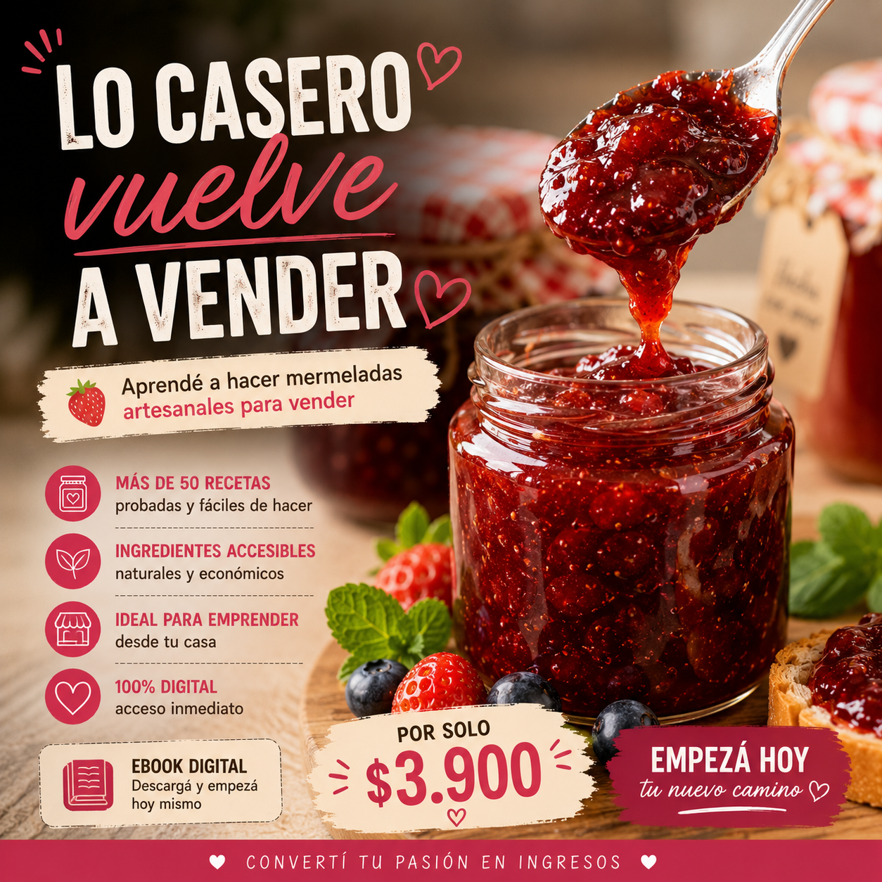Universo Digital Facebook ad: Emprende con mermeladas caseras