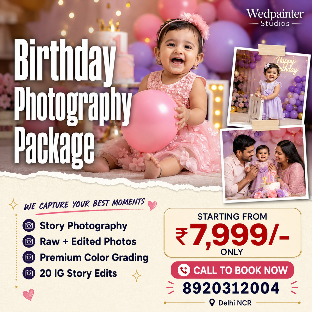 Wedpainter Studios Facebook ad: Before The Balloons Come Down, Make Sure The Memories Stay.