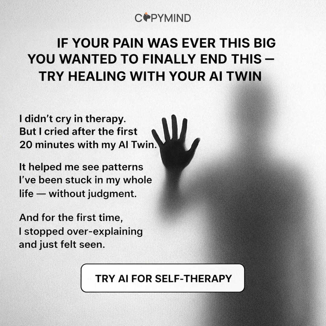 Copymind: AI twin for therapy Facebook ad