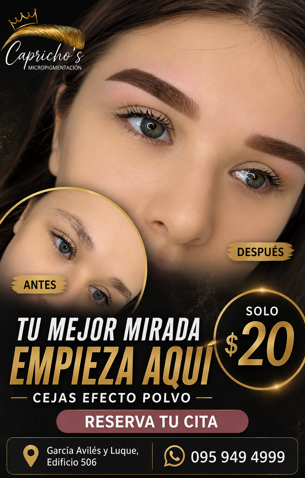 Caprichos Cejas Facebook ad: El próximo cambio puede ser el tuyo