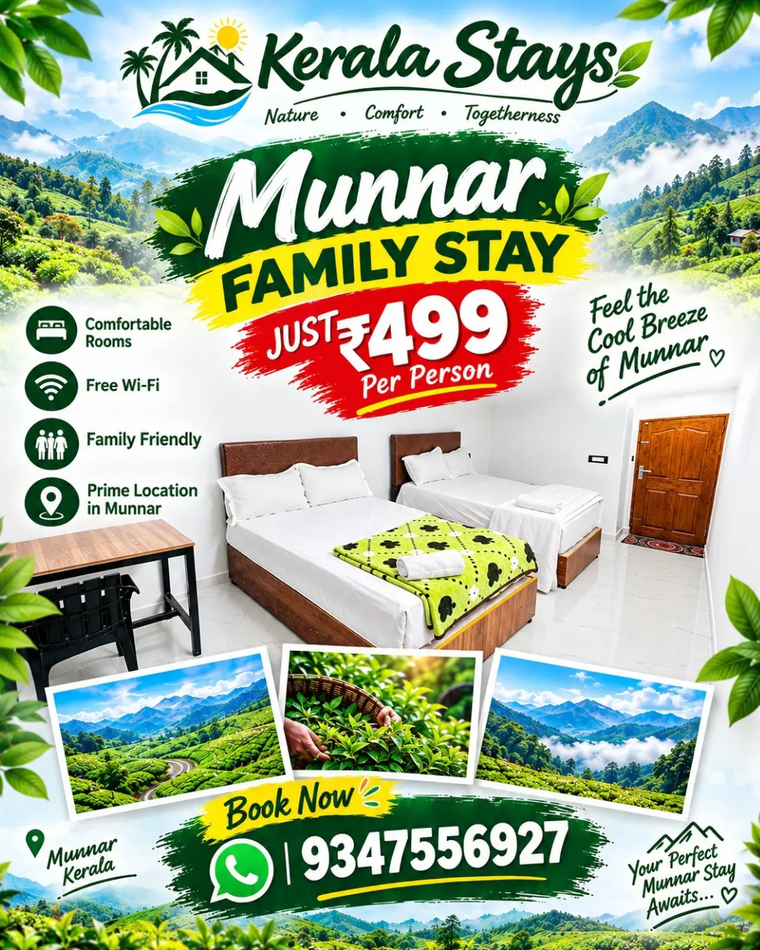 Vihar Tours Facebook ad: MUNNAR FAMILY STAY | ₹499 PER PERSON