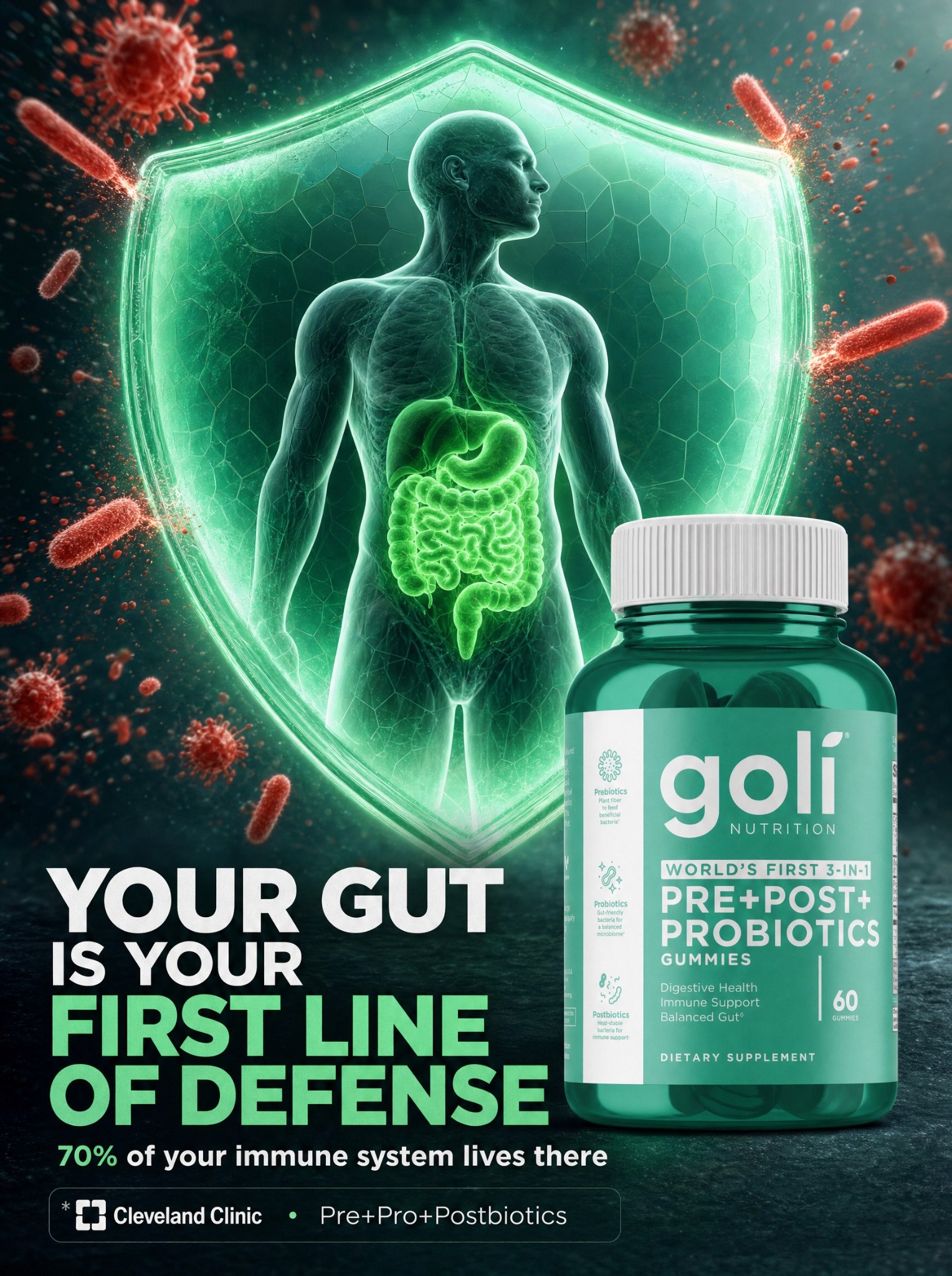 Goli Facebook ad: OVER 60% OFF + 100% FREE Shipping