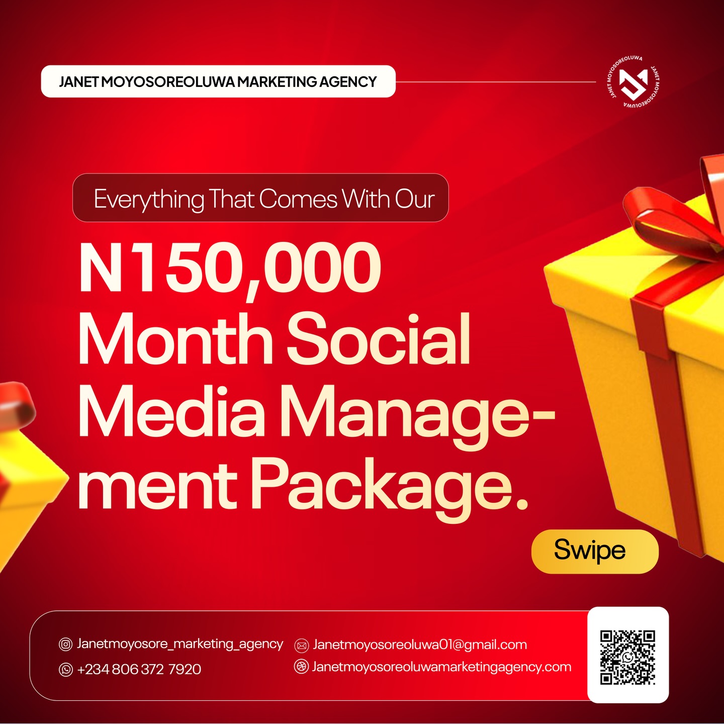 Janet Moyosoreoluwa Marketing Ag Facebook ad: Your business deserves a social media presence that…