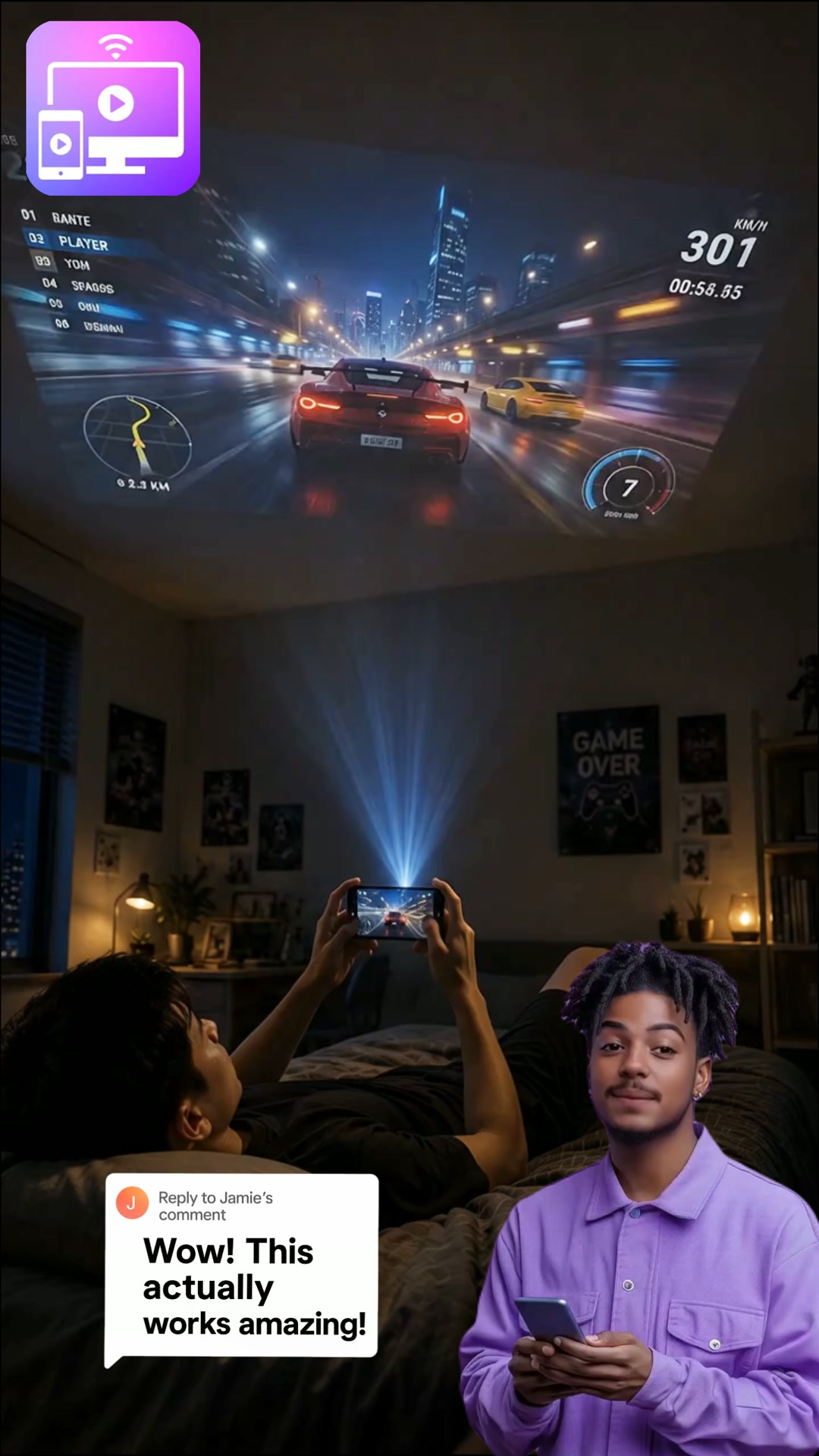 Mirroring cast Facebook ad: Easy to play