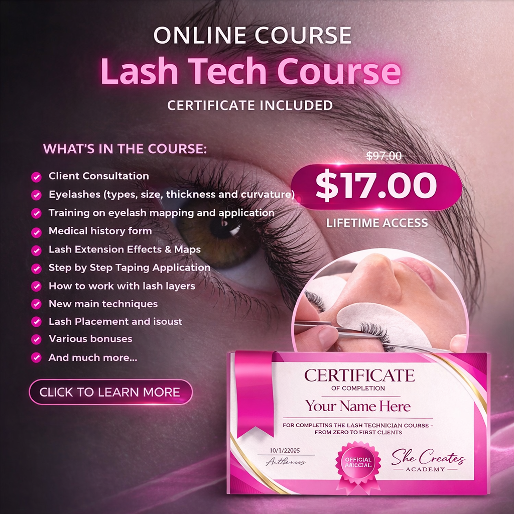 She Creates Academy Facebook ad: This Lash Course Is Only $17
