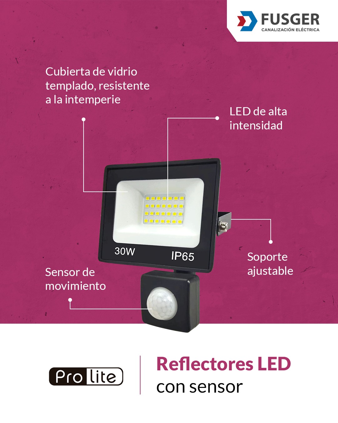 Fusger Facebook ad: Nuestros Reflectores LED con sensor de movimiento…