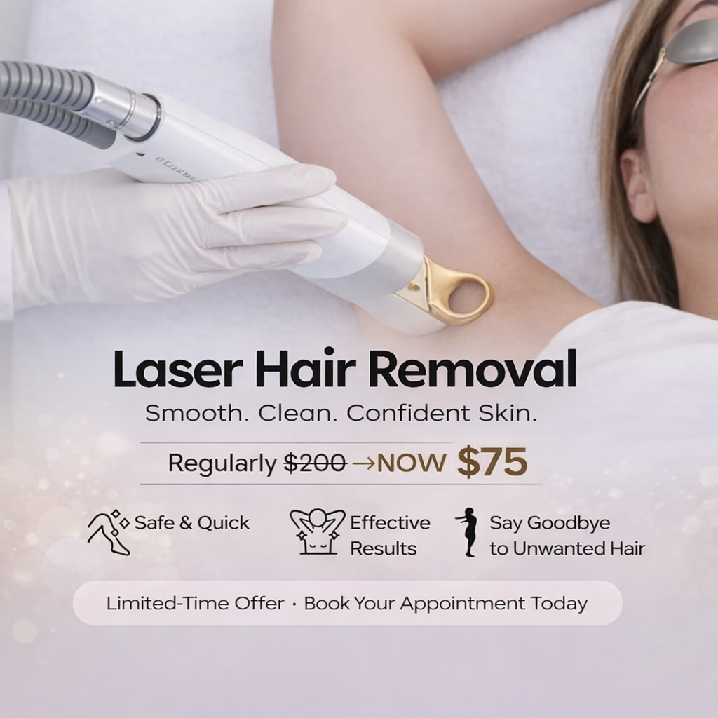 La Lash and Beauty Bar Facebook ad: Bikini + Underarms for $75