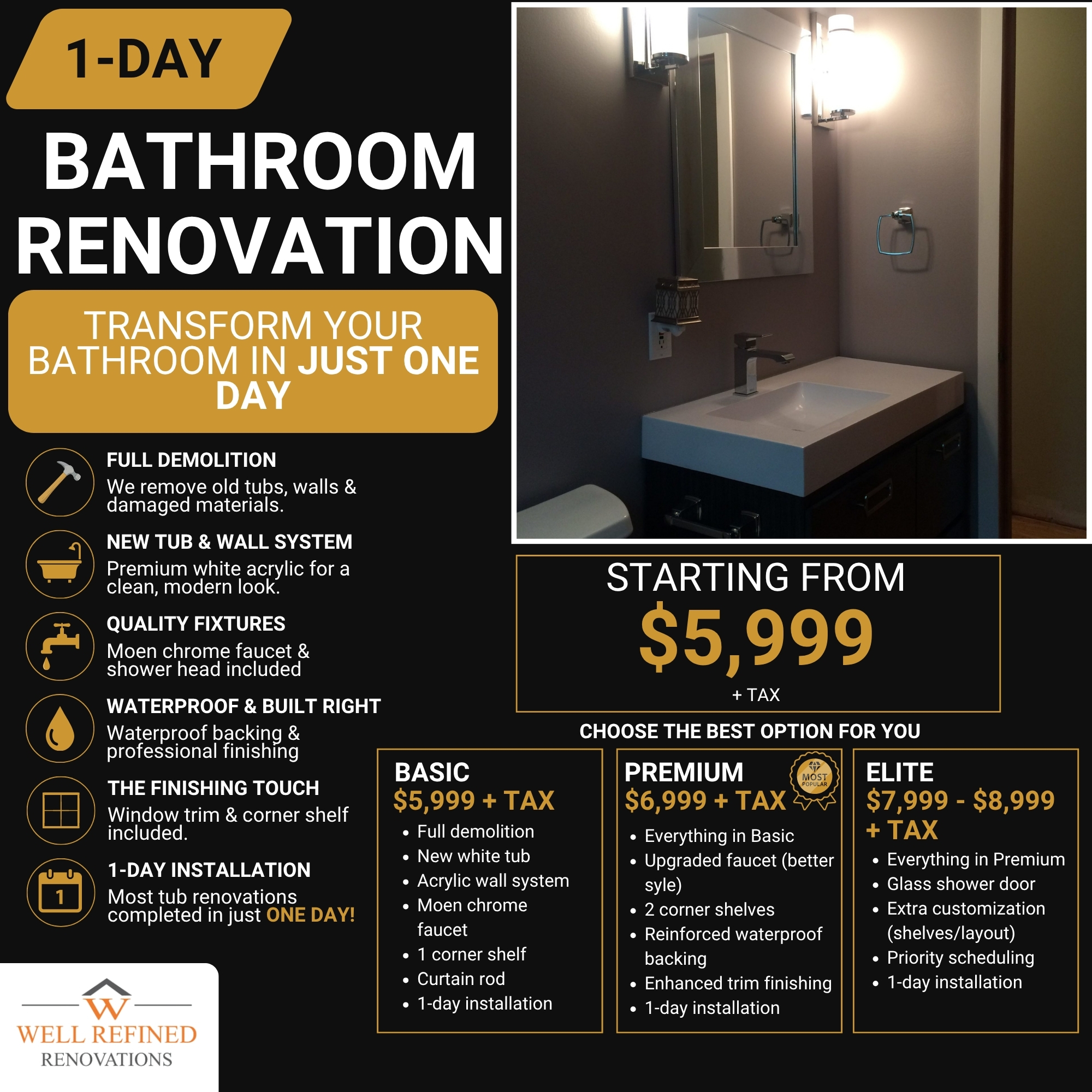 Well Refined Renovations Facebook ad from Jul 16, 2026