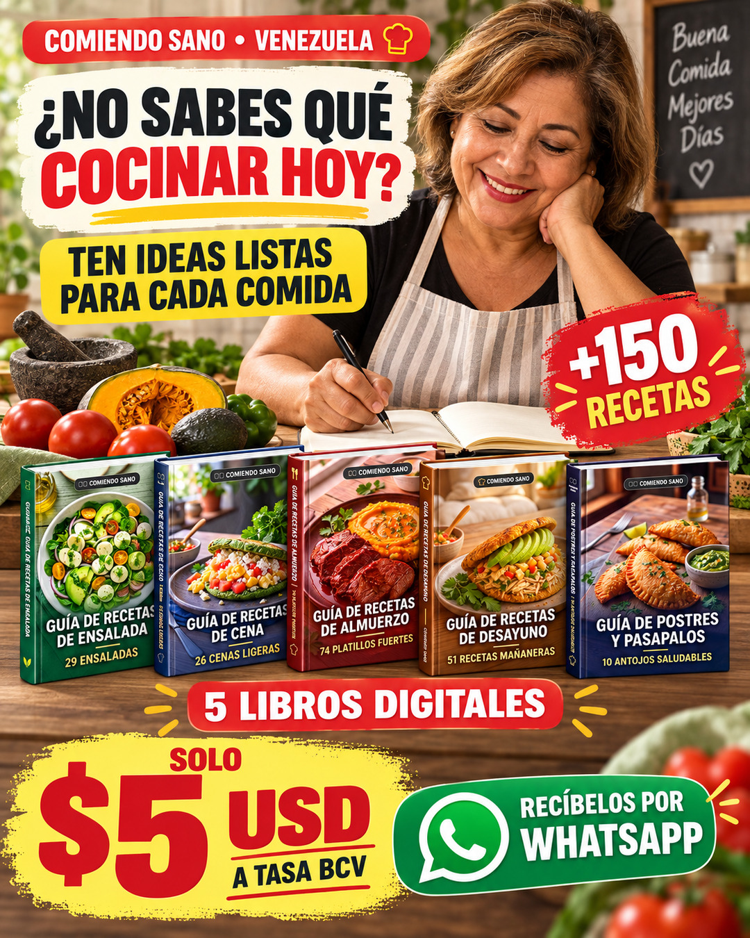 Comiendo Sano Facebook ad: +150 Recetas Saludables en PDF • Solo $5