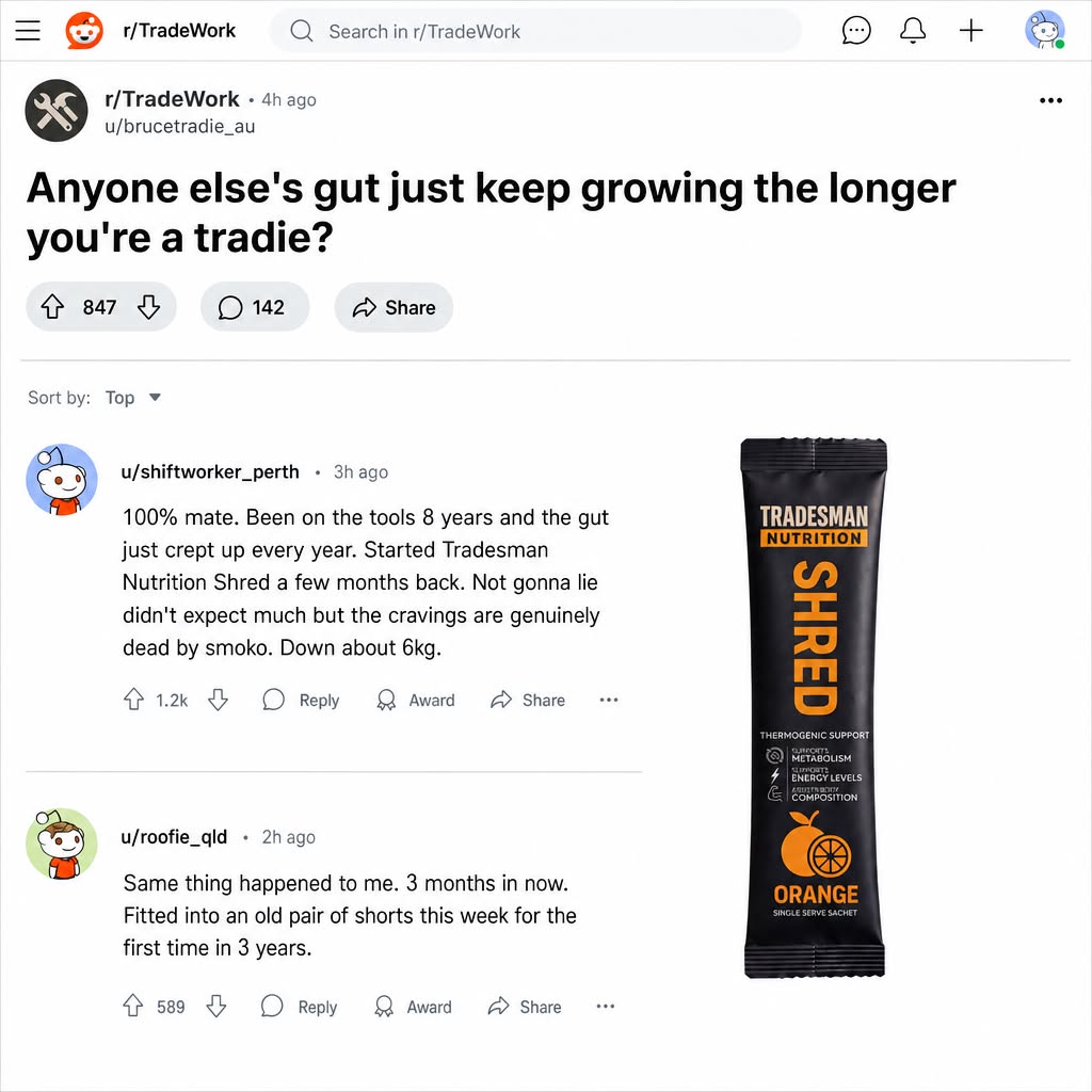 Tradesman Nutrition Facebook ad