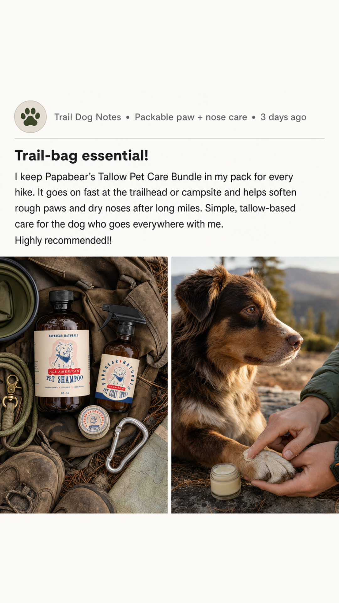 Papabear Naturals Facebook ad