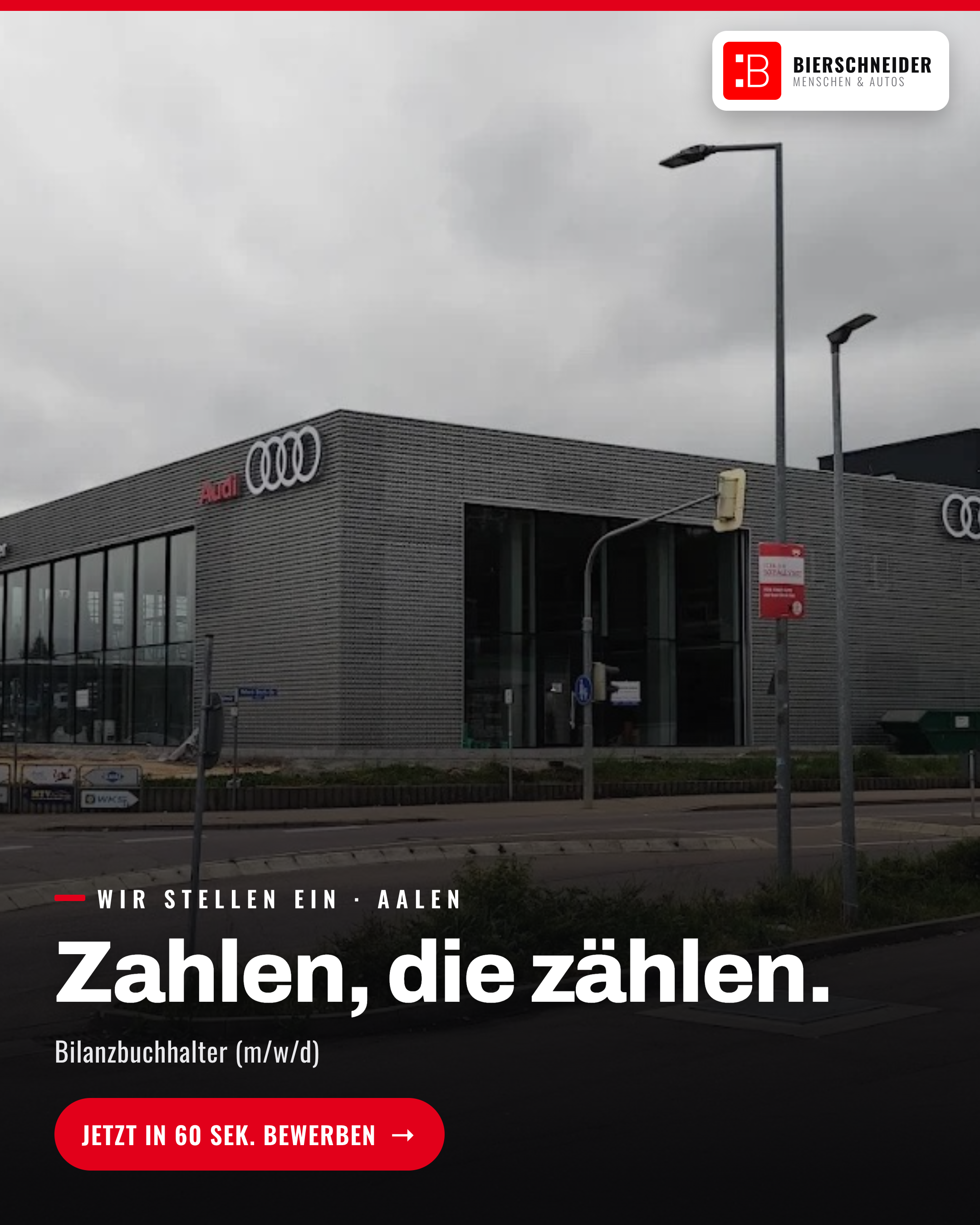Auto Bierschneider Facebook ad: Ehrlicher Job. Klare Zahlen.