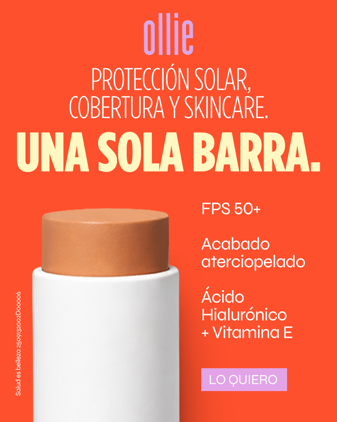 Ollie México Facebook ad: Protección solar, cobertura y skincare. Una sola barra.