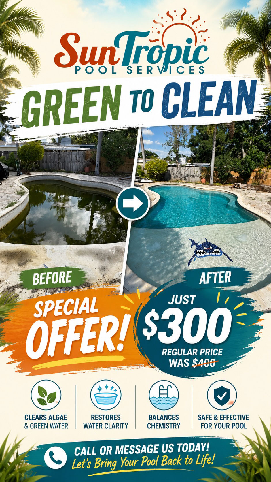 SunTropic Pool Services Facebook ad from May 21, 2026
