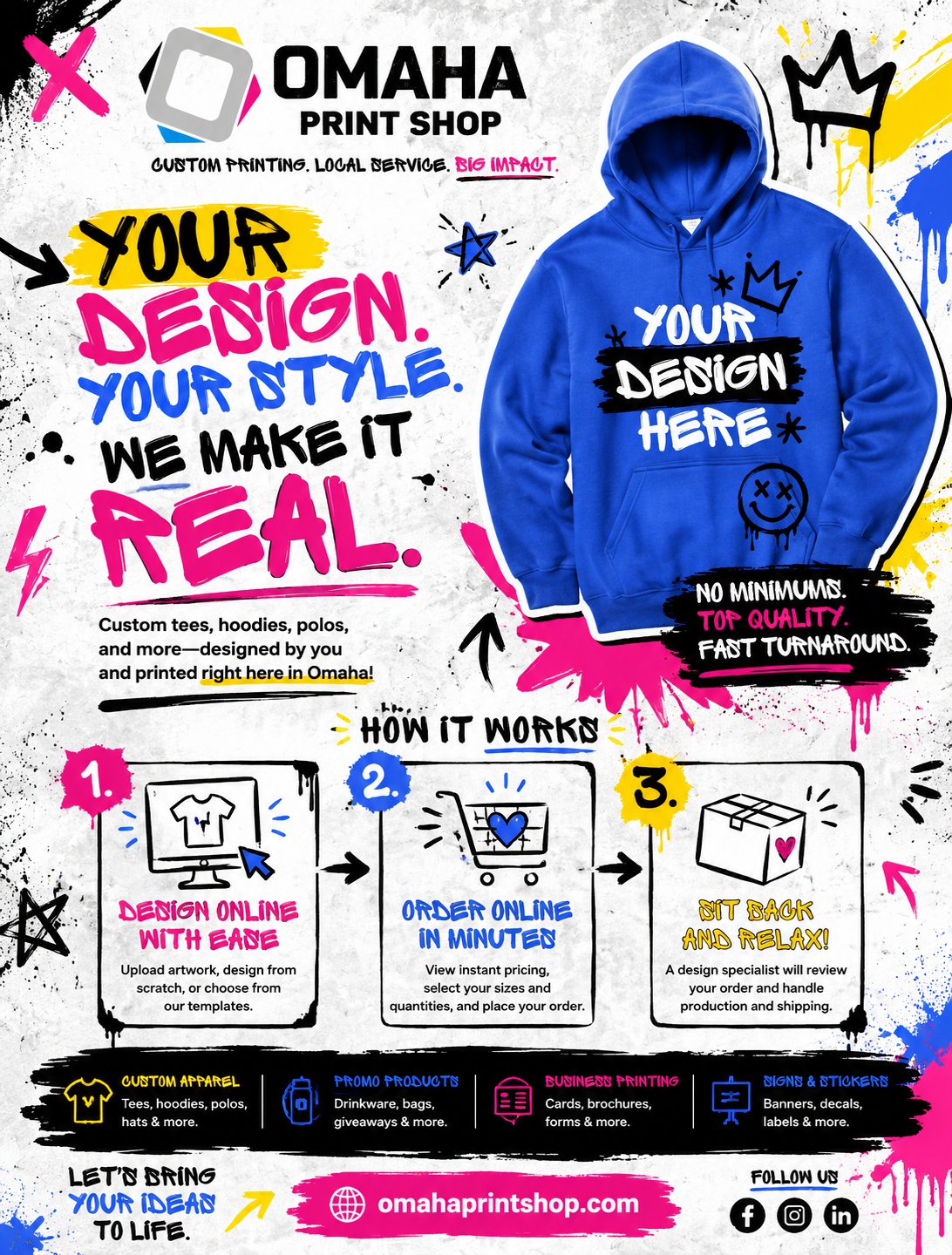 Omaha Print Shop Facebook ad: Quality Custom Apparel Printing