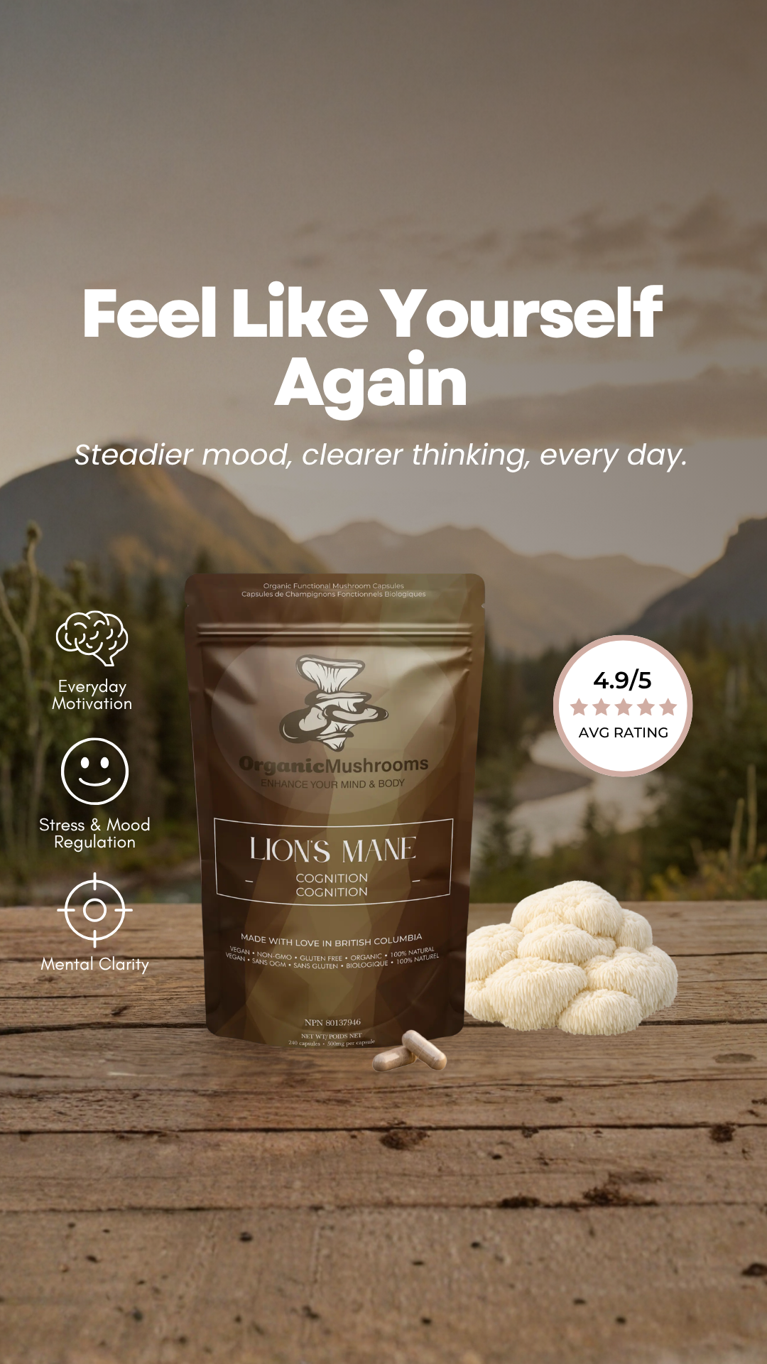 Organic Mushrooms Canada Facebook ad: Feel Like Yourself Again