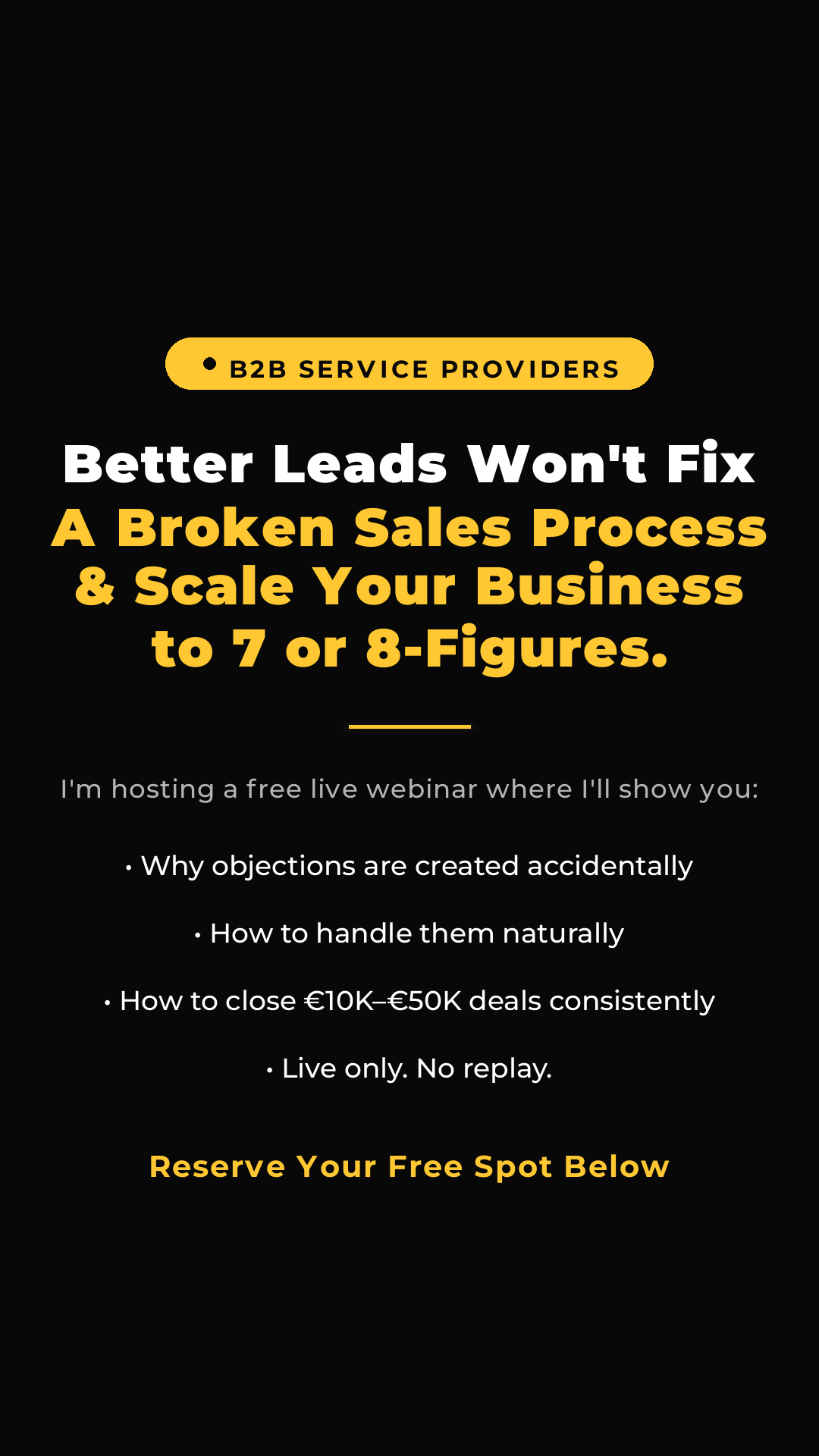 10XMarcel - Sales Performance Architect & HighTicket Salestrainer Facebook ad: Free Live Training