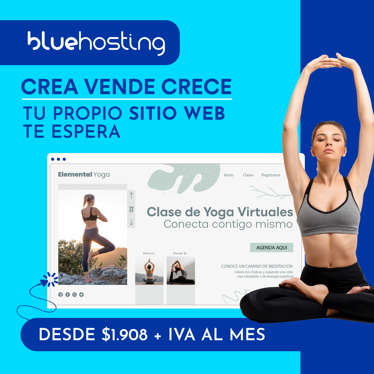 BlueHosting Facebook ad: Tu hosting seguro, rápido y súper estable