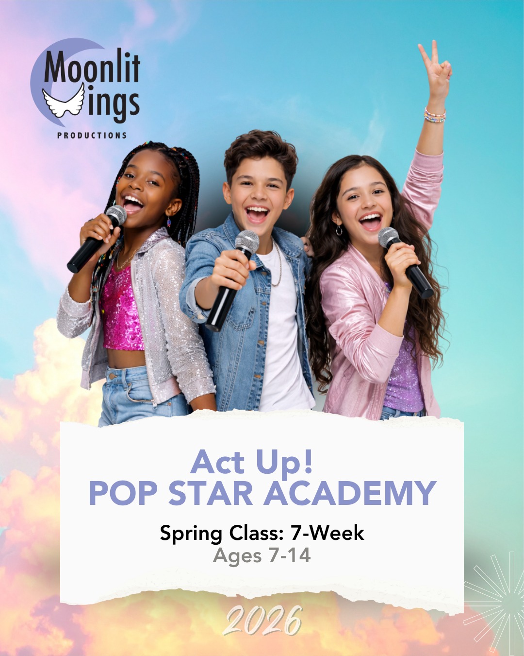 Moonlit Wings Productions Facebook ad: Kids Performing Arts NoVA