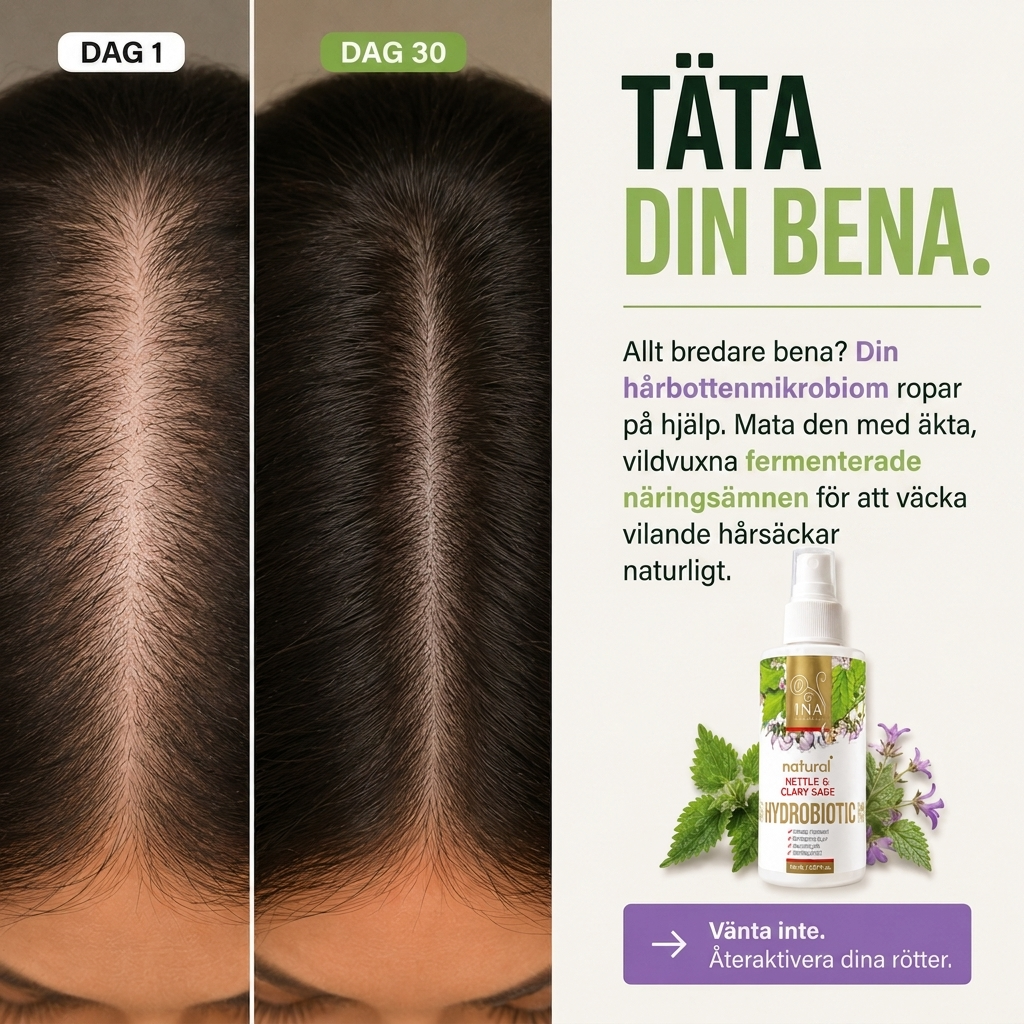 InaEssentials - Webbutik för 100% ekologisk BIO-kosmetika Facebook ad: Bena breddas, hårbotten ber om hjälp.