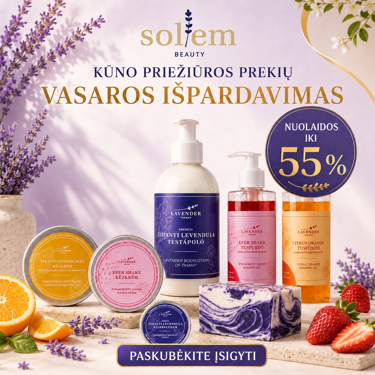 Solembeauty - natūrali levandų kosmetika Facebook ad: Solembeauty, tai daugiau nei grožis!
