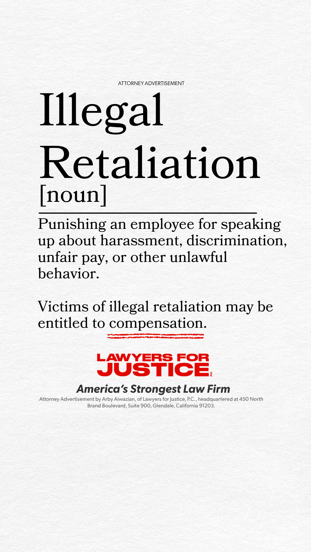 Lawyers for Justice, PC Facebook ad
