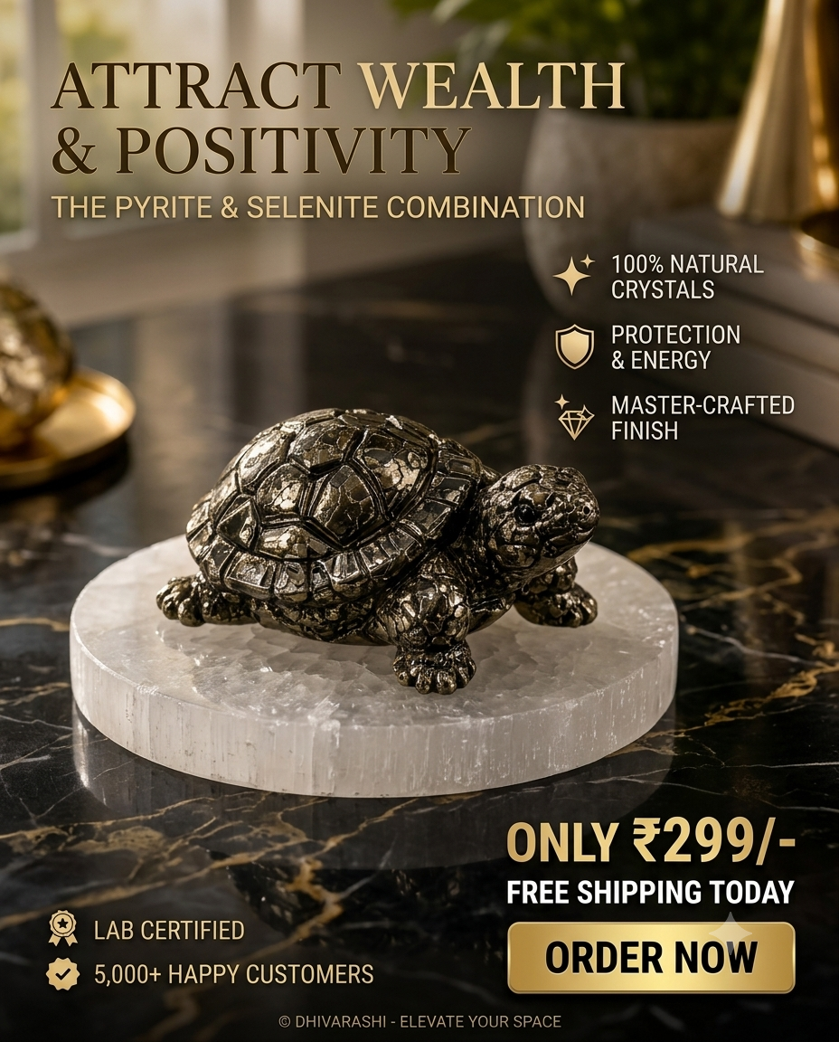 Dhivarashi Facebook ad: Natural Pyrite Vaastu Tortoise with Free Selenite Plate@…