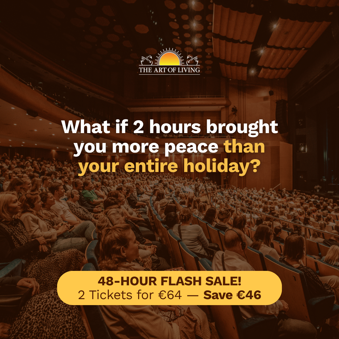The Art of Living Facebook ad: Meditate with Gurudev in Brussels!