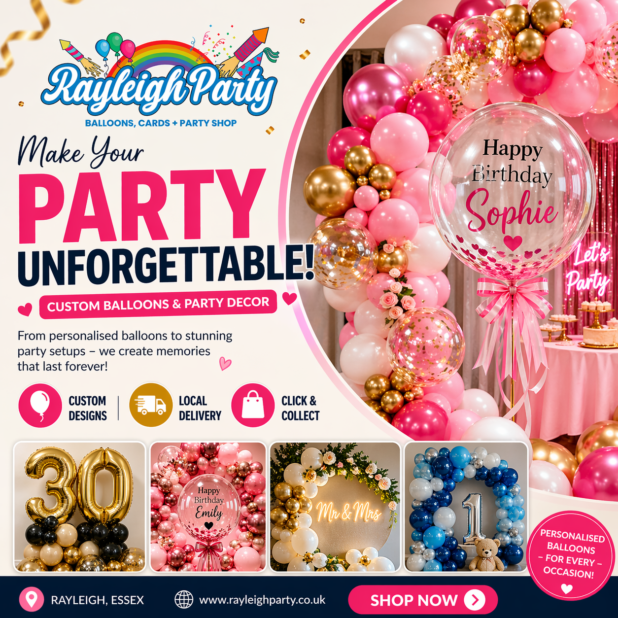 Rayleigh Party Facebook ad: Your Local Party Experts