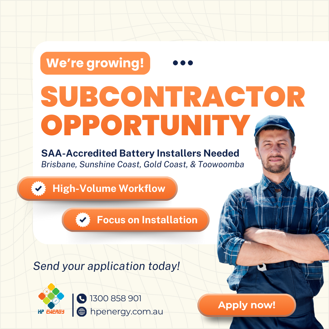 HP Energy Facebook ad: SAA-accredited battery installers wanted in Brisbane!