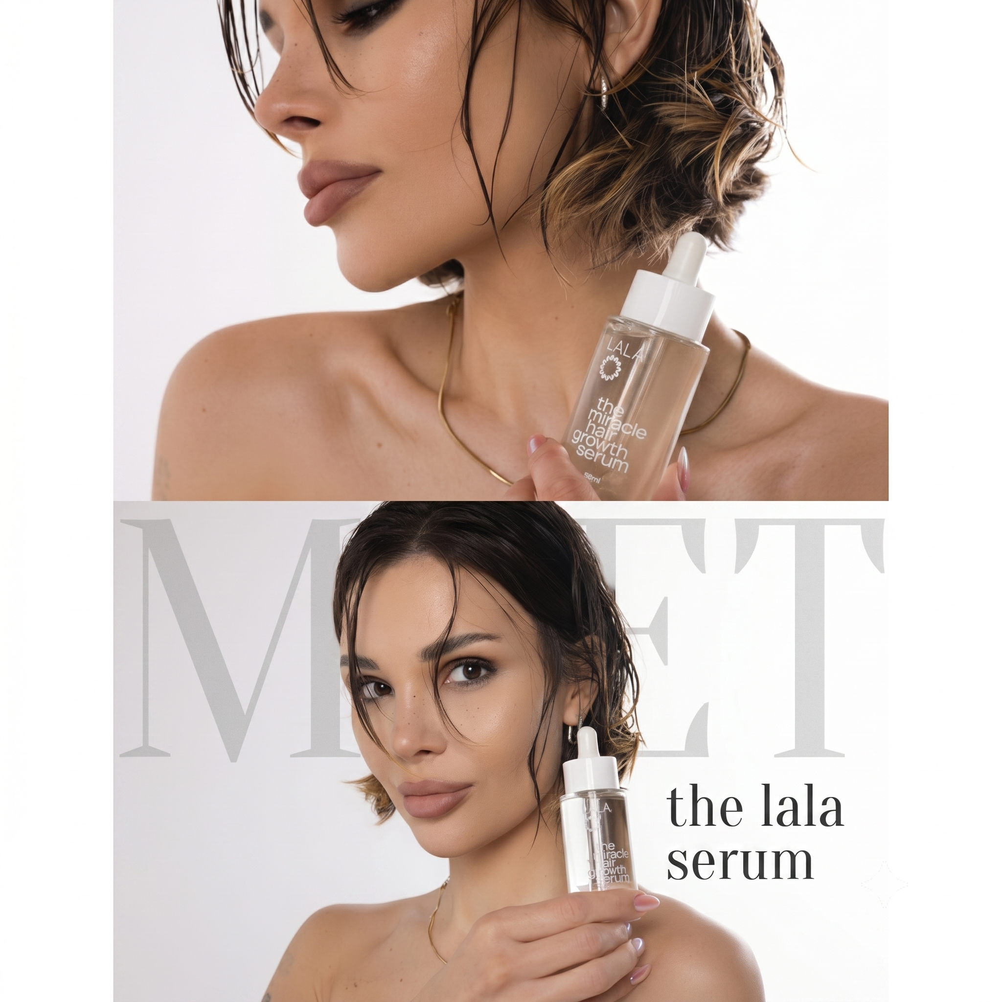 LALA Clean Luxury Facebook ad: Открий магията на Miracle Hair Growth Serum