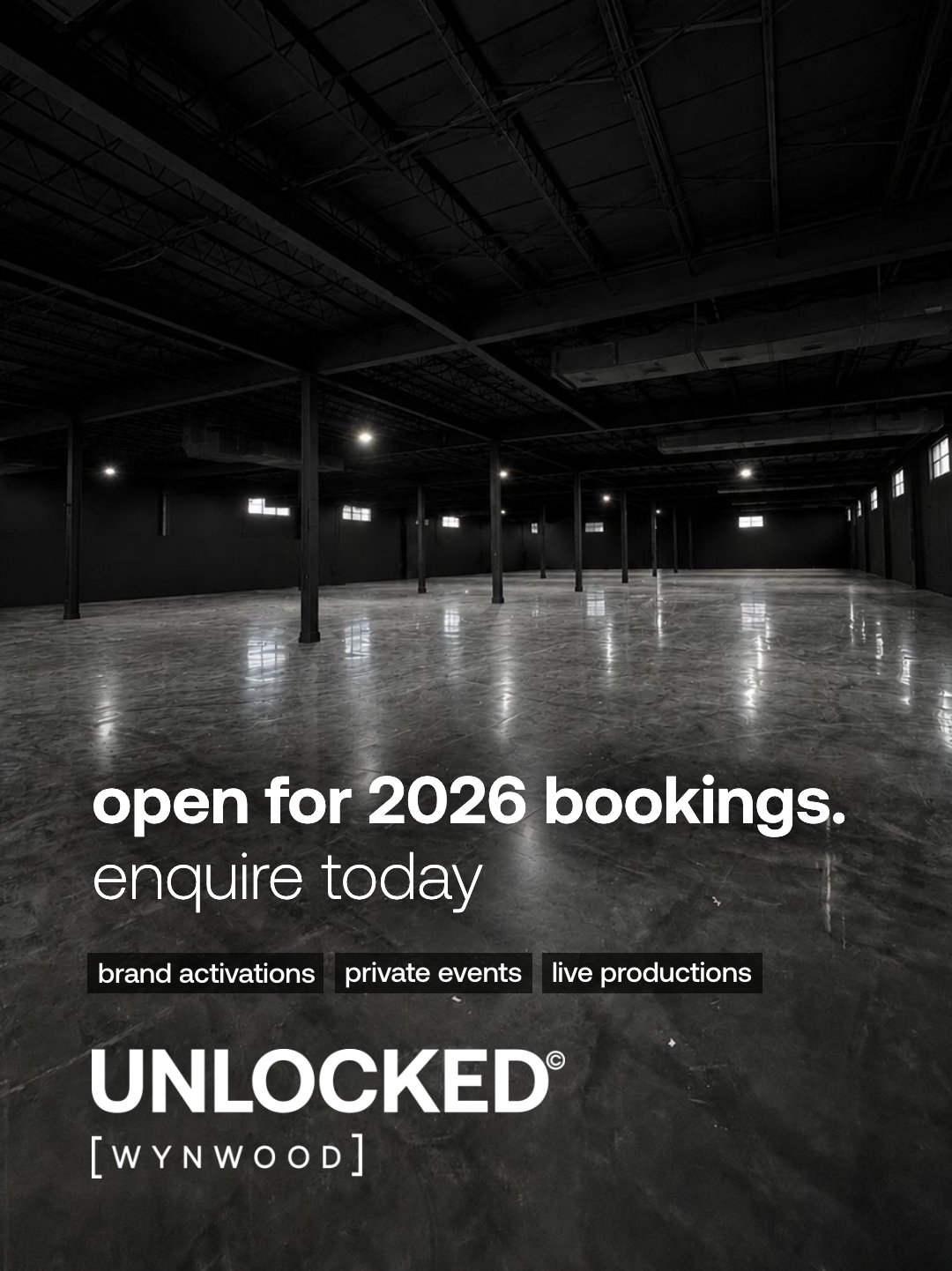 Unlocked Wynwood Facebook ad: 2026 Bookings Now Open