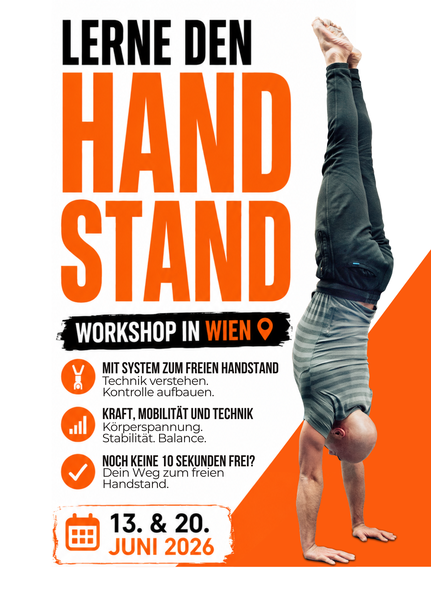 Dario Lo Voi Facebook ad: Handstand-Workshop in Wien, Technik, Balance & Kontrolle