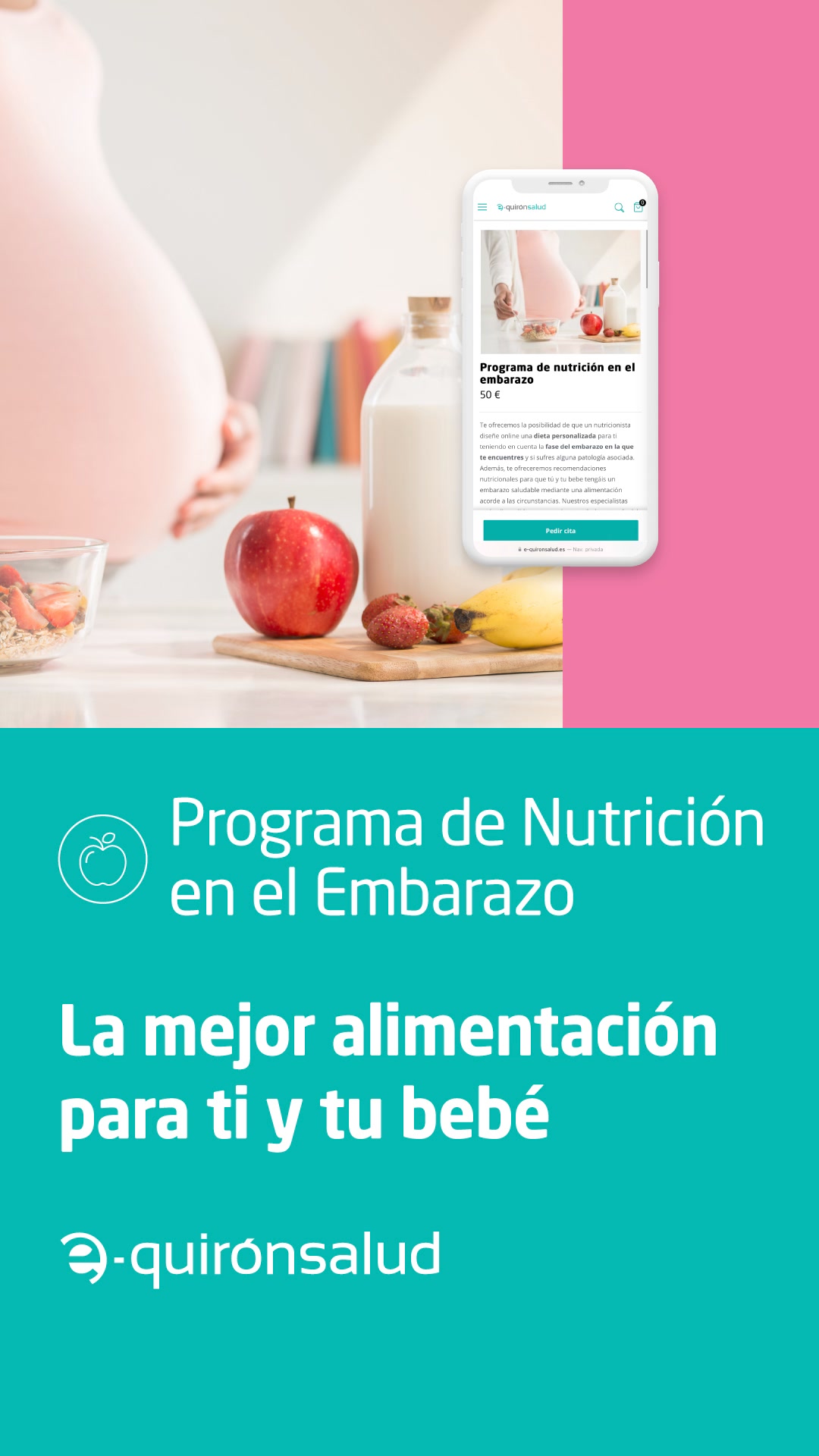 quirónsalud Facebook ad: 𝐍𝐮𝐭𝐫𝐢𝐜𝐢𝐨́𝐧 𝐞𝐧 𝐞𝐥 𝐄𝐦𝐛𝐚𝐫𝐚𝐳𝐨