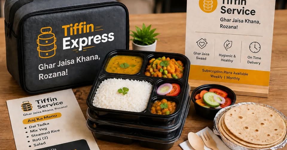 Tiffin Express Facebook ad: we provide hot, fresh and hygienic food like…