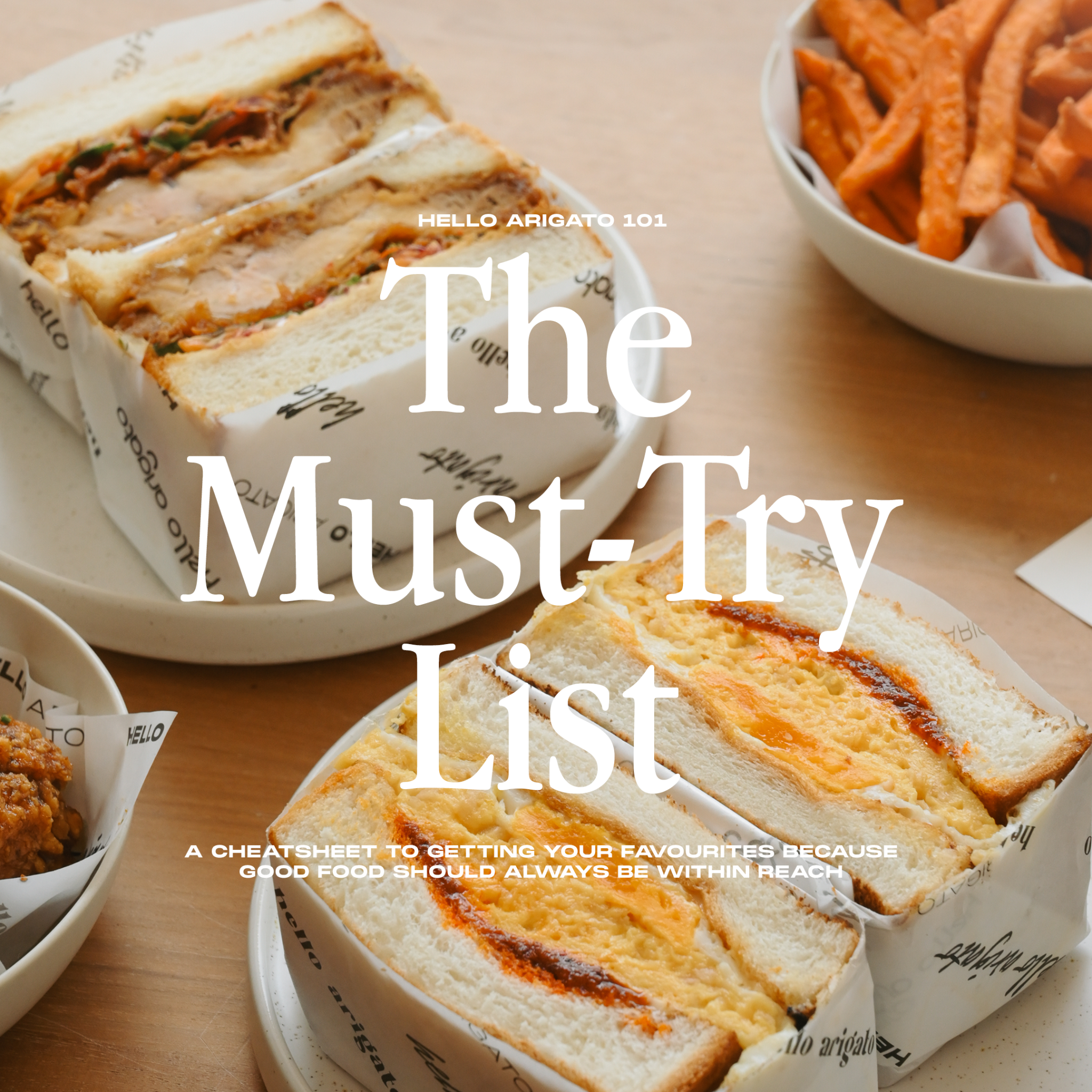 Hello Arigato Facebook ad: Sandos, Pasta, Good Vibes, Book Your Table