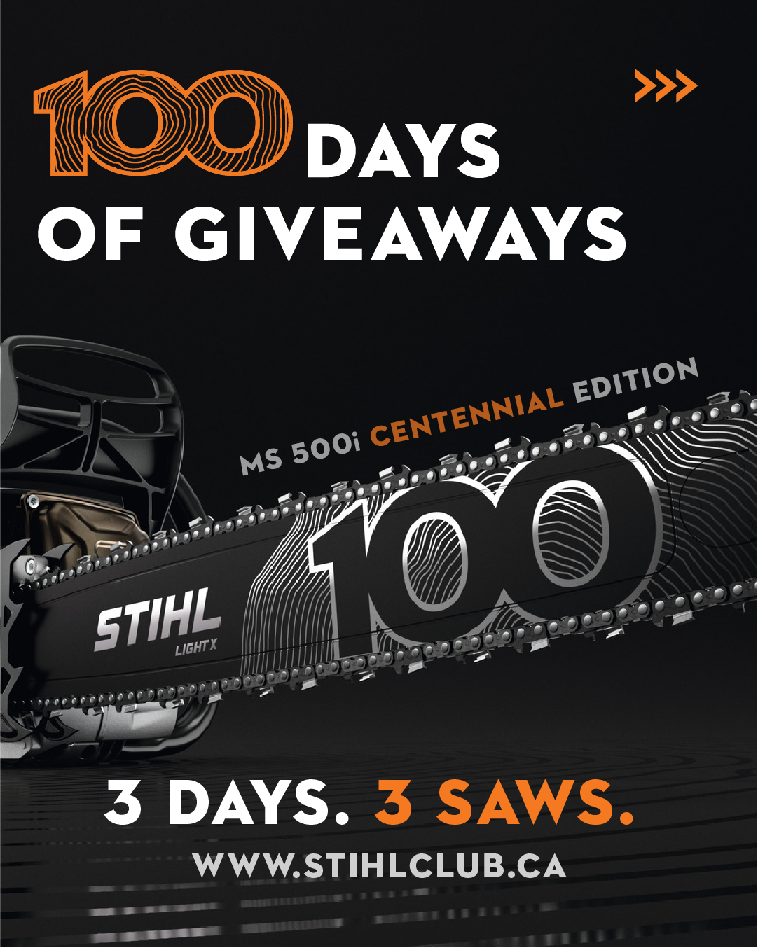 STIHL Facebook ad: Win a Limited Edition MS 500i Centennial Saw!