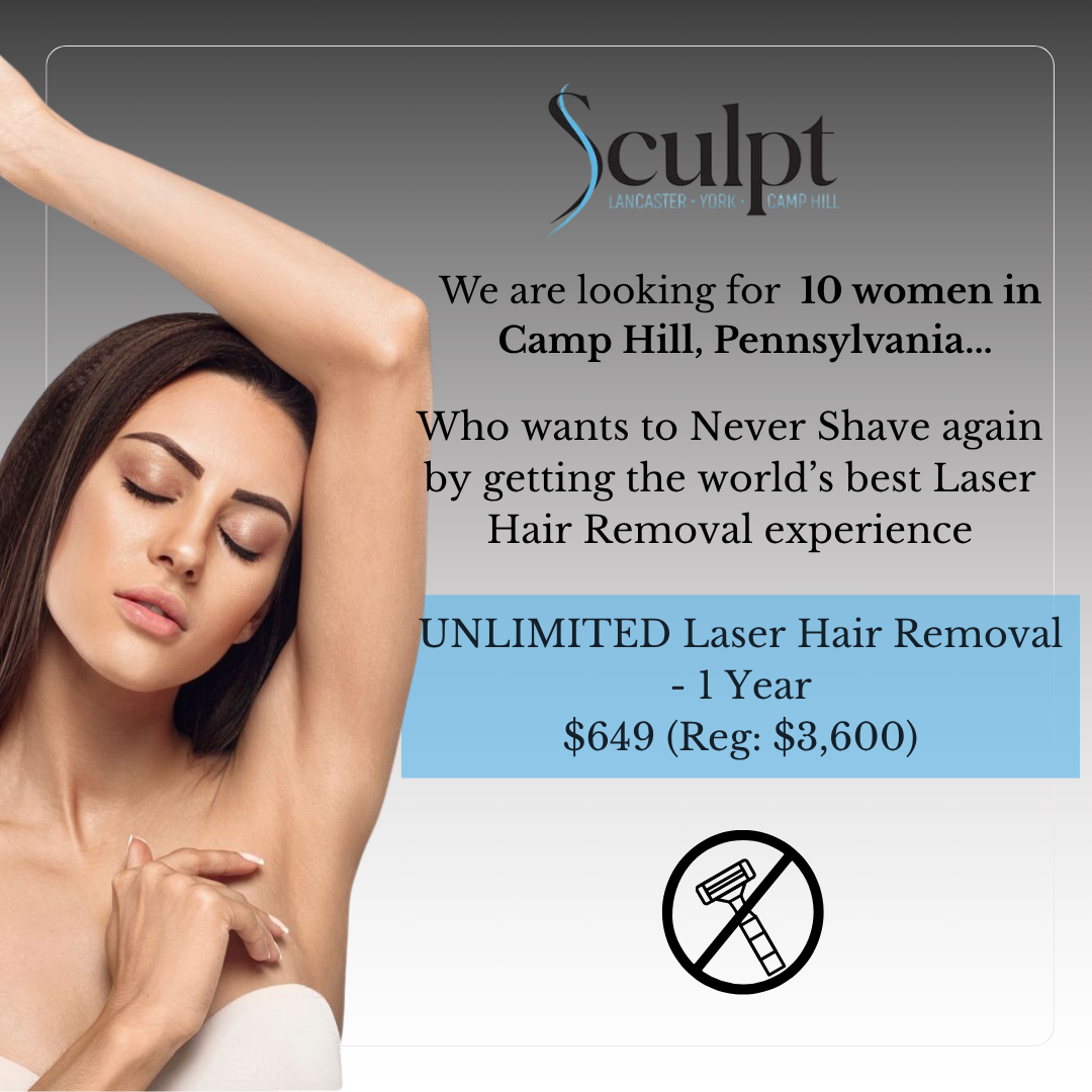 Sculpt PA Facebook ad: Unlimited Laser Hair Removal for 1 Year NOW $649!