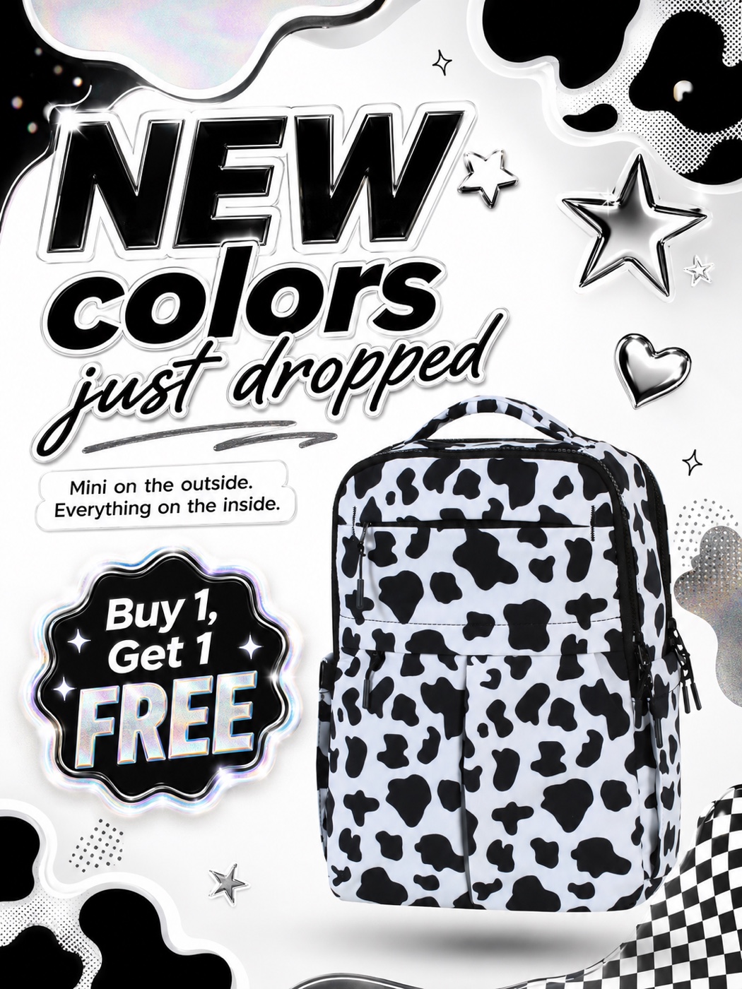 Emmafy Daily Deals Facebook ad: The Cow-Print Mini Backpack Just Dropped