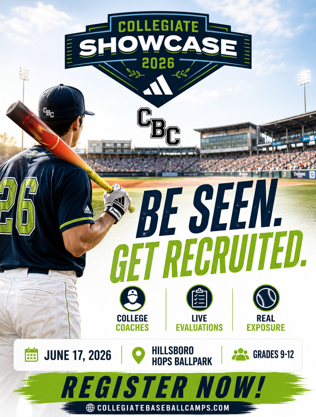 Collegiate Baseball Camps Facebook ad: Spots are limited. Register now!
