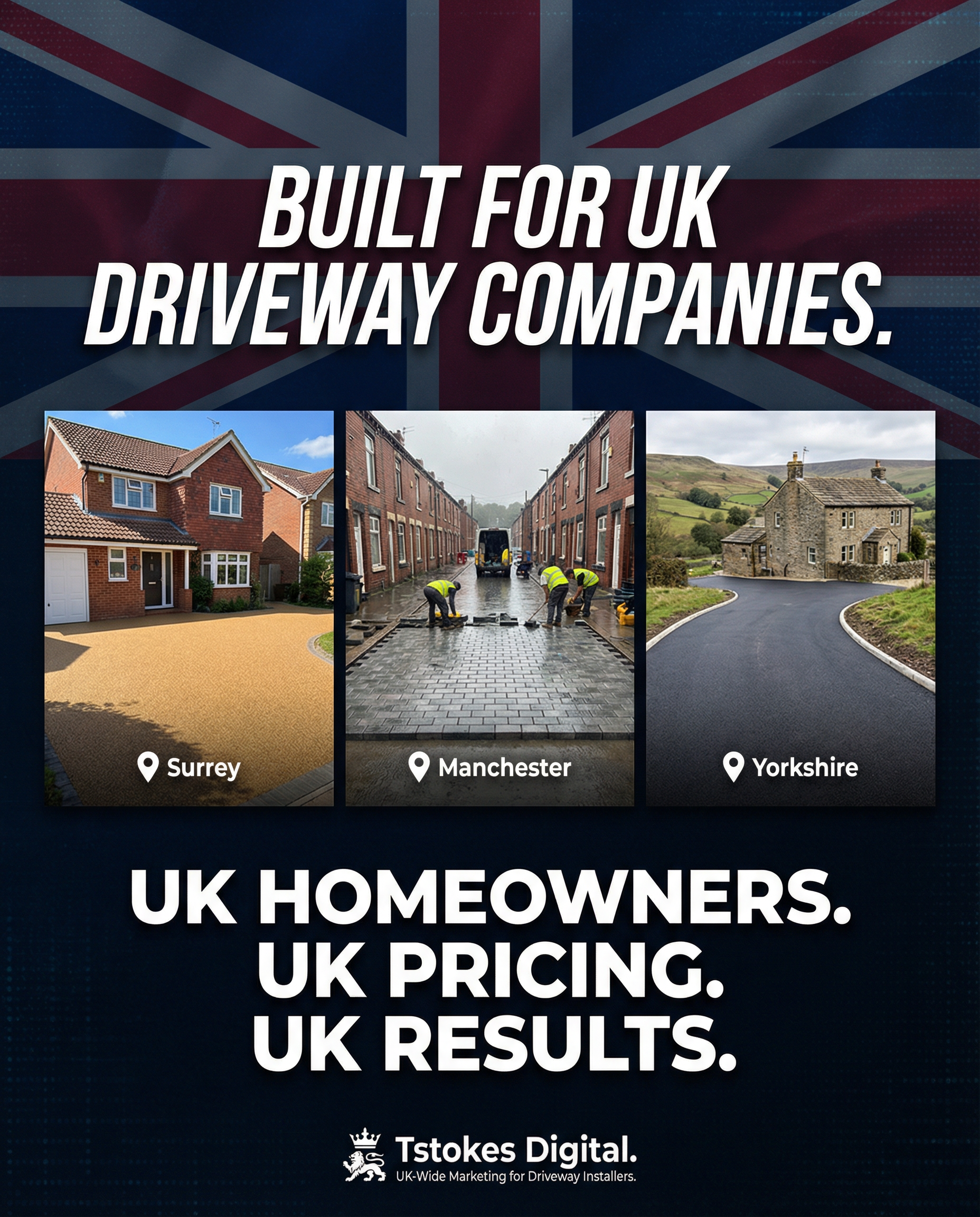 Tstokes Digital Facebook ad: Built for UK Driveway Companies. Not US. Not Generic.