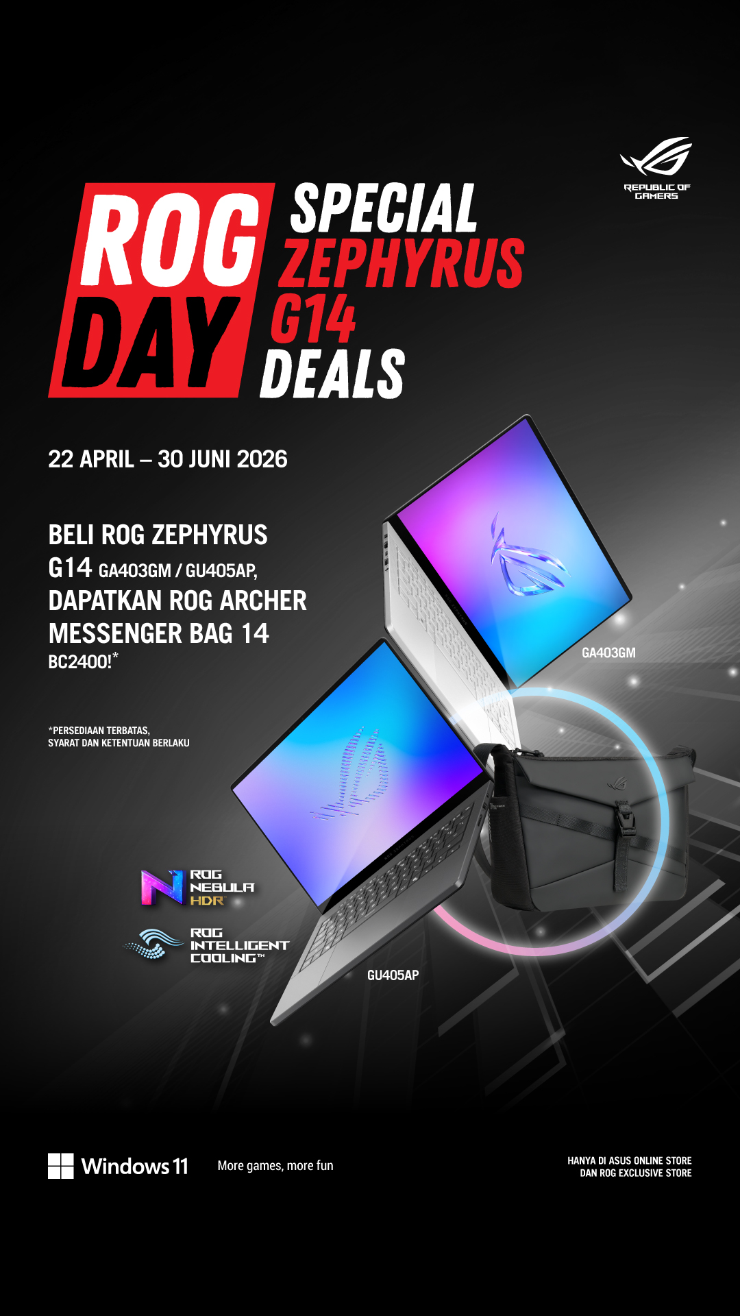ASUS Republic of Gamers Facebook ad: Karena antusiasme kalian luar biasa, ROG kasih extra…