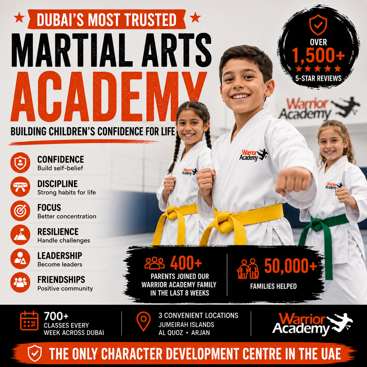 The Warrior Academy - UAE Facebook ad: The only character development centre in the UAE