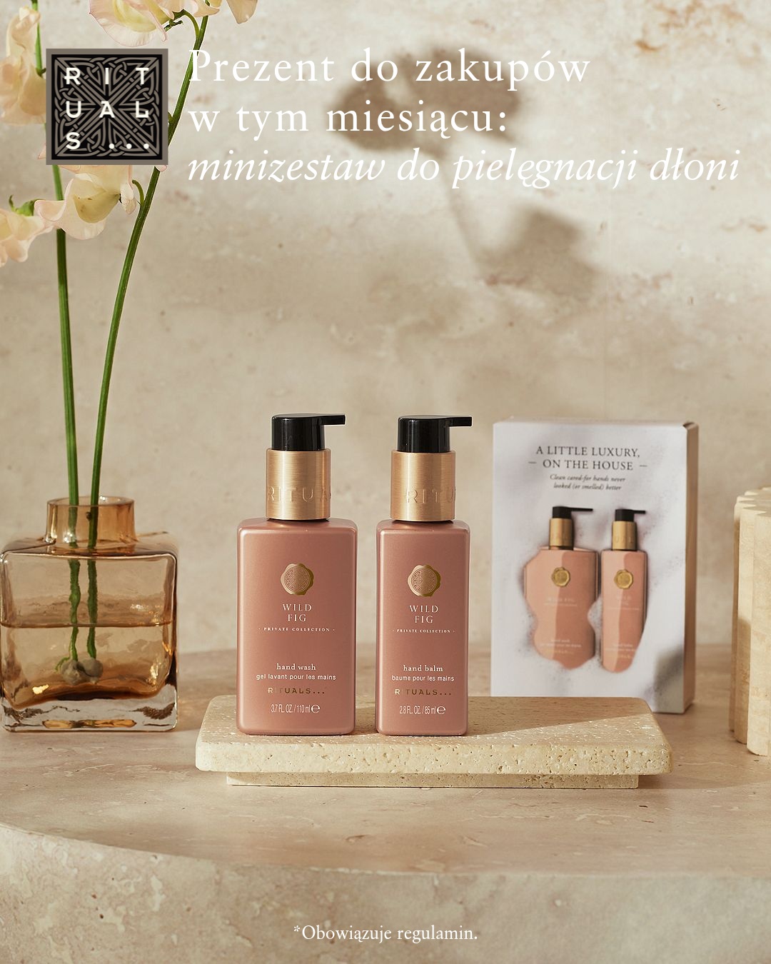 Rituals Cosmetics Facebook ad: Private Collection Wild Fig: płyn do mycia rąk i krem do rąk